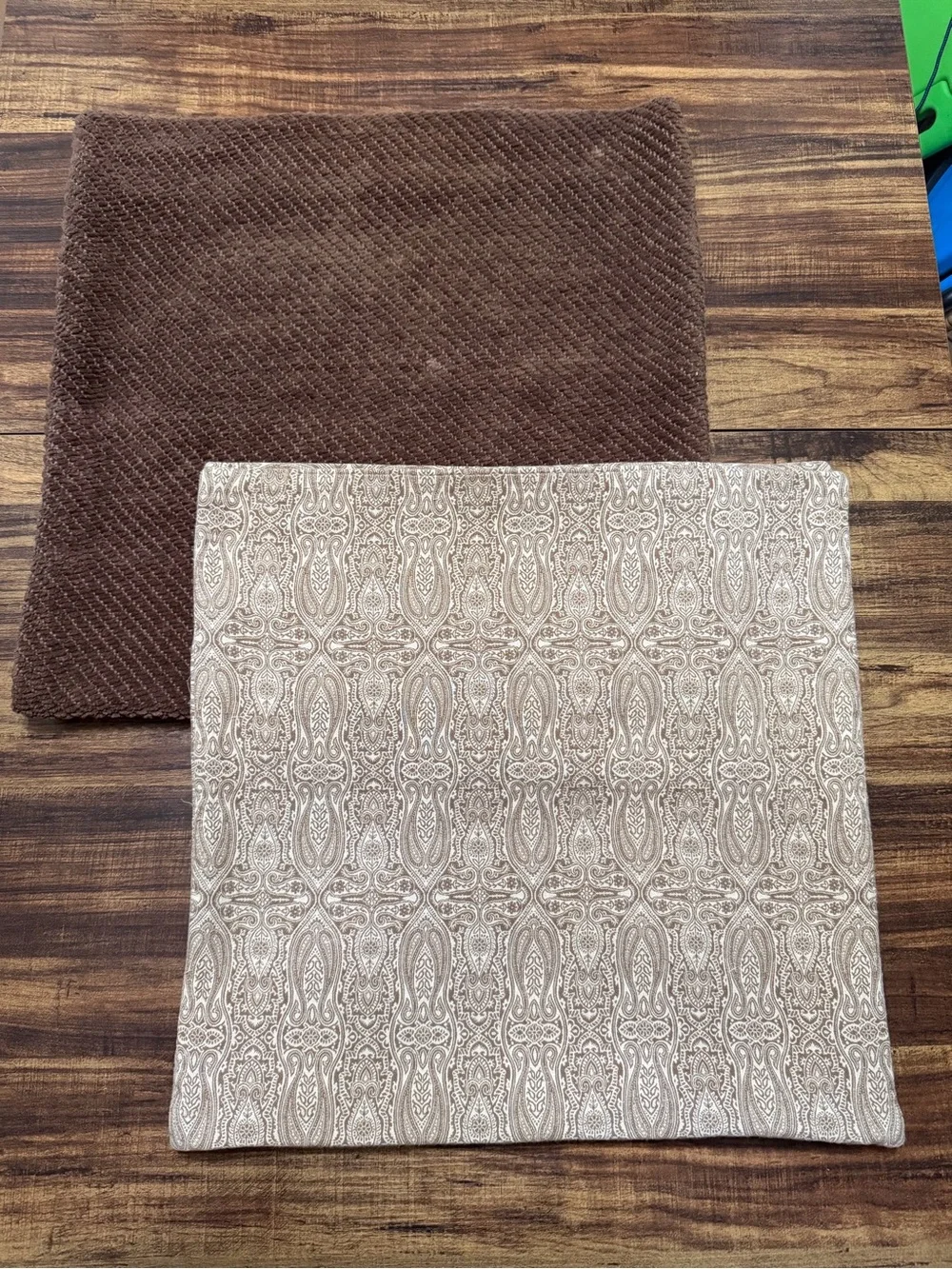 FIVE (5) Pottery Barn Brown and Cream Decorative Pillow Covers, no inserts.